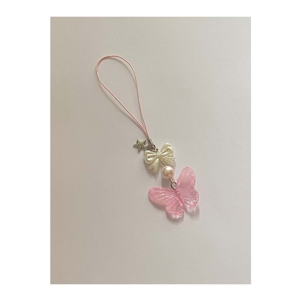 Candy Pink Butterfly y2k Coquette Fairycore Telefon Charmı