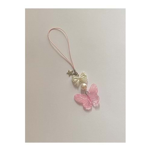 Candy Pink Butterfly y2k Coquette Fairycore Telefon Charmı