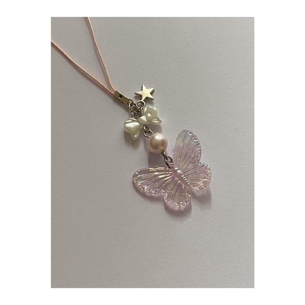 Soft Pink Butterfly y2k Fairycore Telefon Charmı