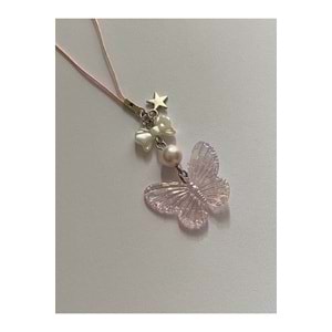 Soft Pink Butterfly y2k Fairycore Telefon Charmı
