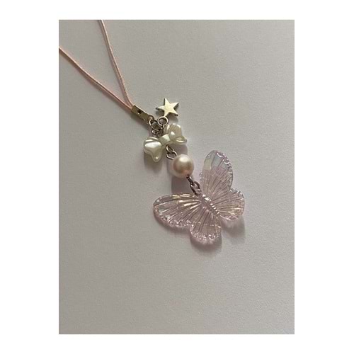 Soft Pink Butterfly y2k Fairycore Telefon Charmı