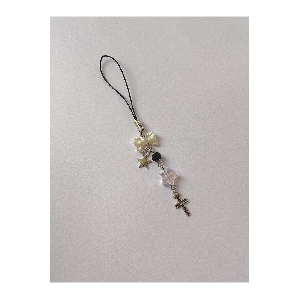 Pearly Star Cross Gothic Telefon Charmı