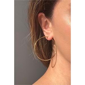 Gold Çelik Küpe - 55 Mm Büyük Halka Küpe