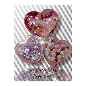 Metalik Simli Jel Glitter Ve Kalpli Lipgloss Seti