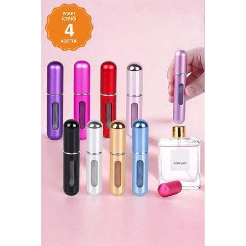 Parfüm Şişesinden Doldurulabilir Çanta Içi Mini Cep Parfüm Şişesi 5 ml 4 lü paket