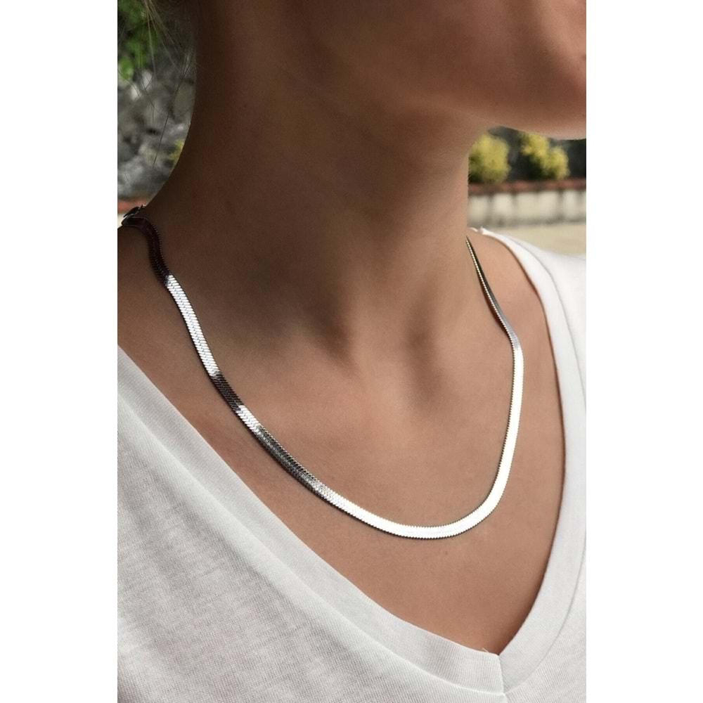 Kadın Yüksek Kalite Çelik Italyan Zincir Kolye 45cm