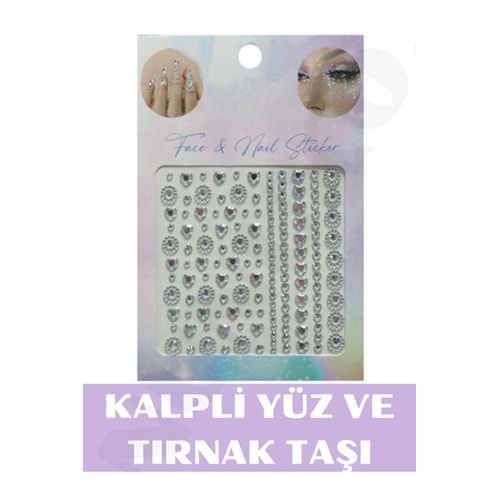 Kalpli Tırnak Süsleme Ve Makyaj Taşı - Yüz Ve Vücut Süsleme Sticker Kristal Ve Kalpli Taşlar