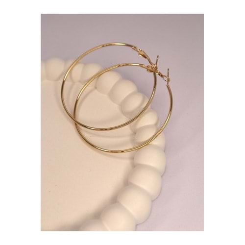 BÜYÜK İNCE HALKA GOLD RENK ÇELİK KÜPE (ÇAP 6CM)