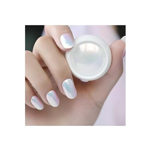 Tekli Inci Tozu Protez Tırnak Nail Art Beyaz Ayna Inci Toz