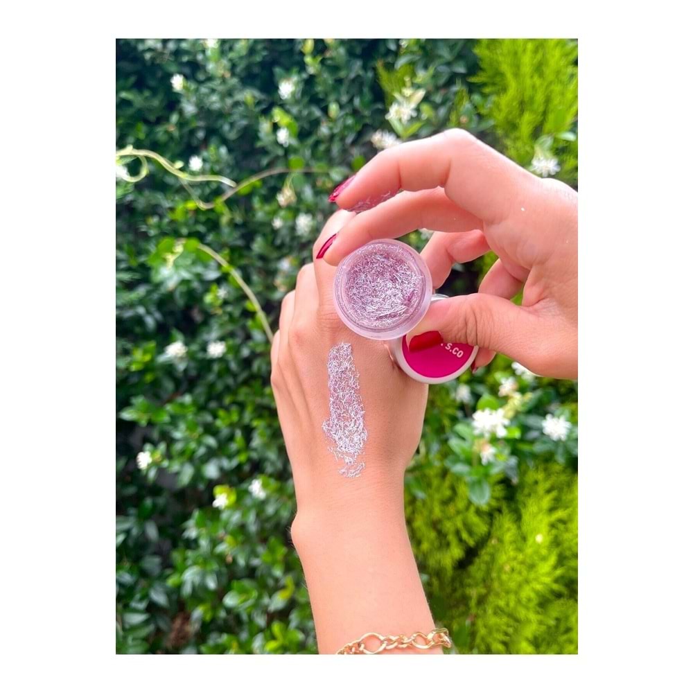 Pembe Simli Saçaklı Jel Glitter Göz Farı 10 gr - Glitter Göz Farı - Glitter Vücut Simi -