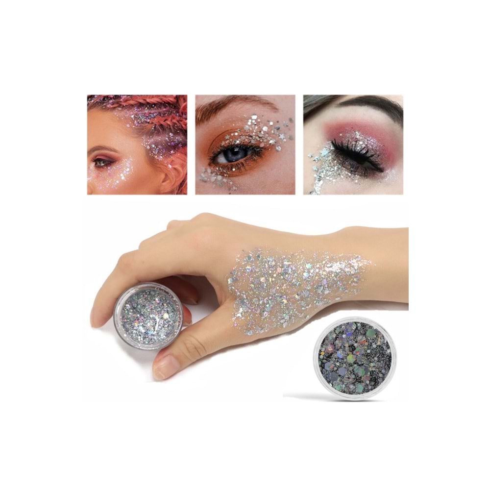 Tekli Gri Glitter Parlak