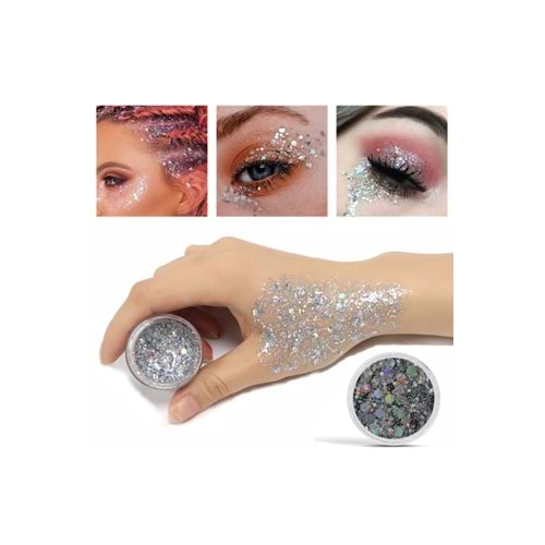 Tekli Gri Glitter Parlak