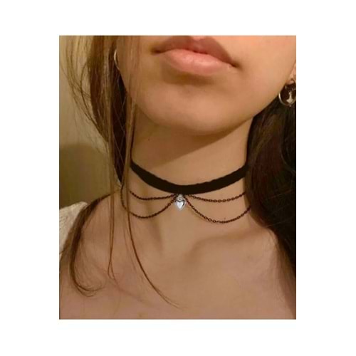 Kalp Choker, Kadın Kolye, Boyun Choker Kolye