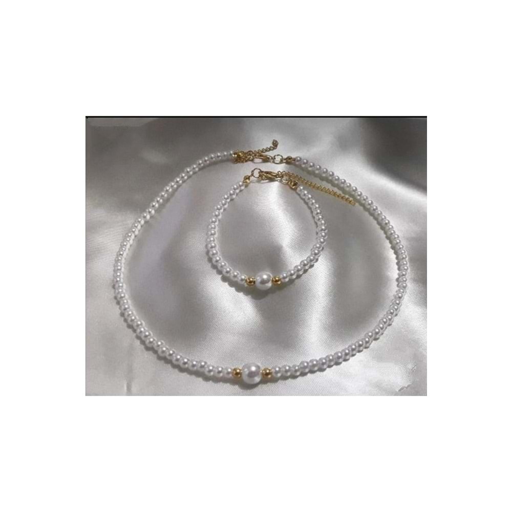 İnci kolye-bileklik set yeni trend