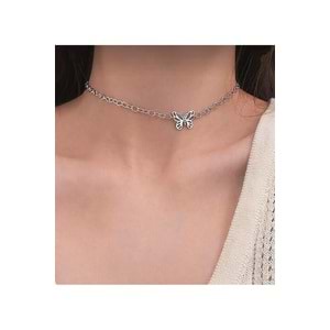 Choker kolye kelebek detaylı