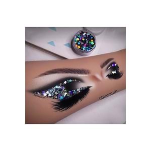 Jel glitter siyah-gümüş yıldız detaylı sim