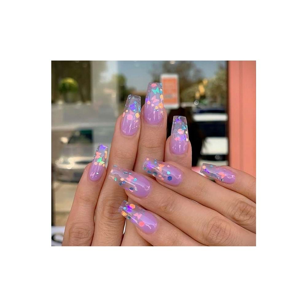 Oje Glitter oje tasarım kalpli kelebek