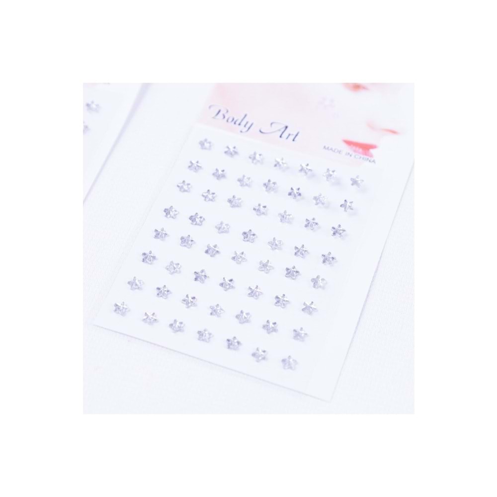 yıldız kristal yüz ve vücut stickerı makyaj taşı, 1 mm 112 adet