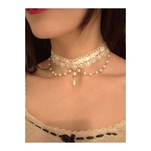 Glitter Tasma Kolye Boyun Vintage Choker Kolye