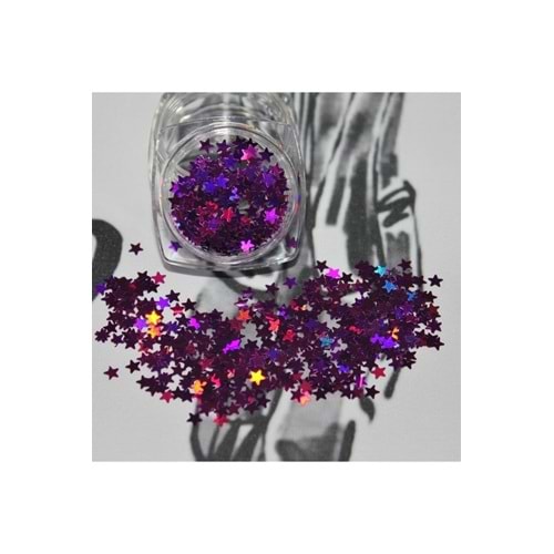 Tırnak Süsleme Işığı Yansıtan Parıltılı Yıldız Desenli Pul Nail Art