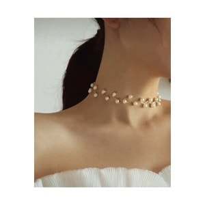 İncili choker tasma Kolye