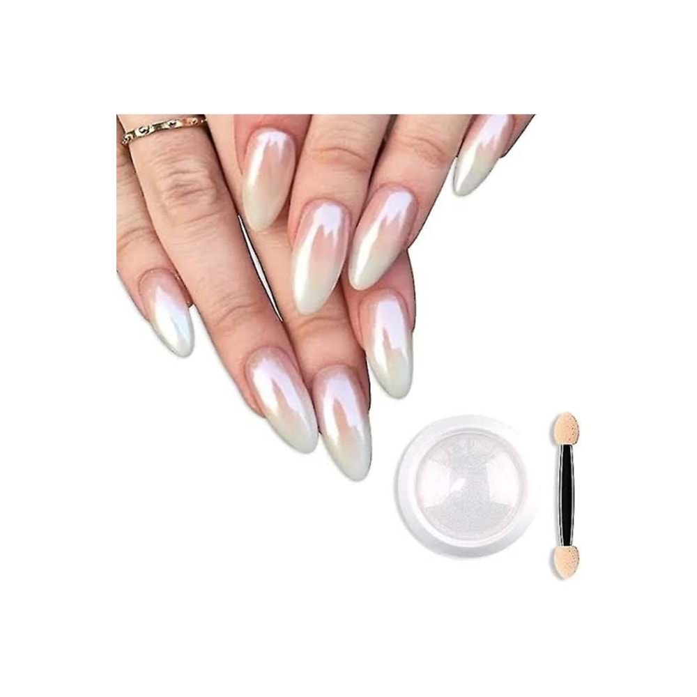 Nail Art Beyaz İnci Tozu - Aplikatör
