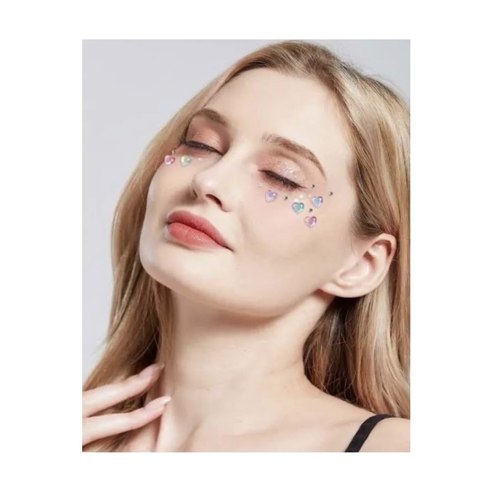 Kalp Vücut Ve Yüz Taşı Stickers Tırnak Makyaj Taşı Festival Taşı Kristal Yüz Taşları 170 Adet.
