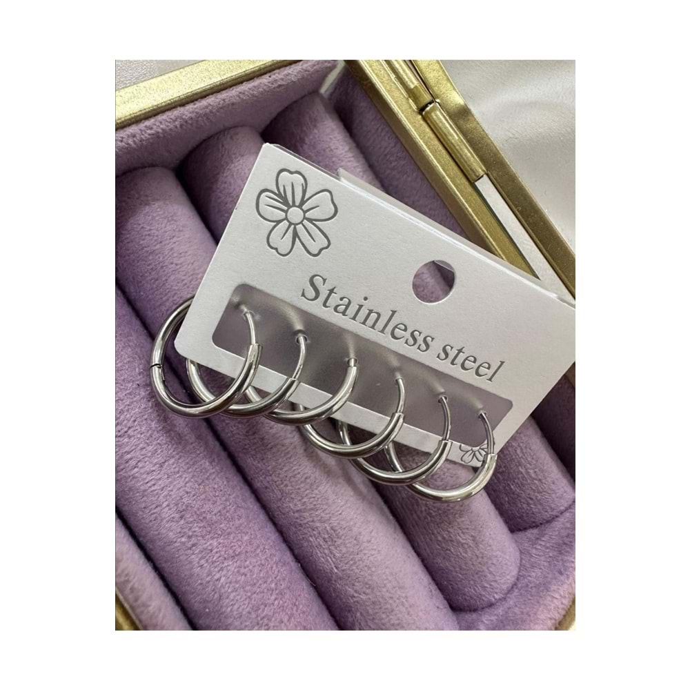 Stainless Stell Çelik Çoklu Halka Küpe