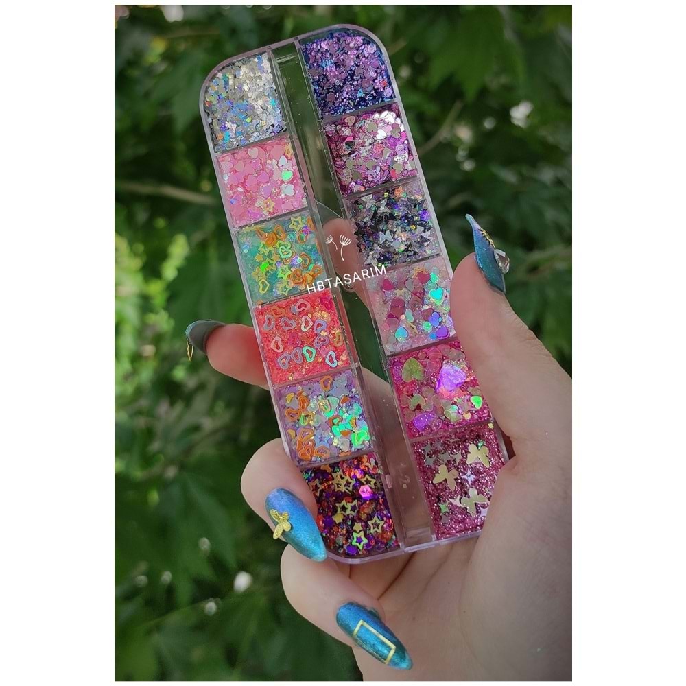 Glitter Jel Far Simli Kremsi Jel Far Paleti 3
