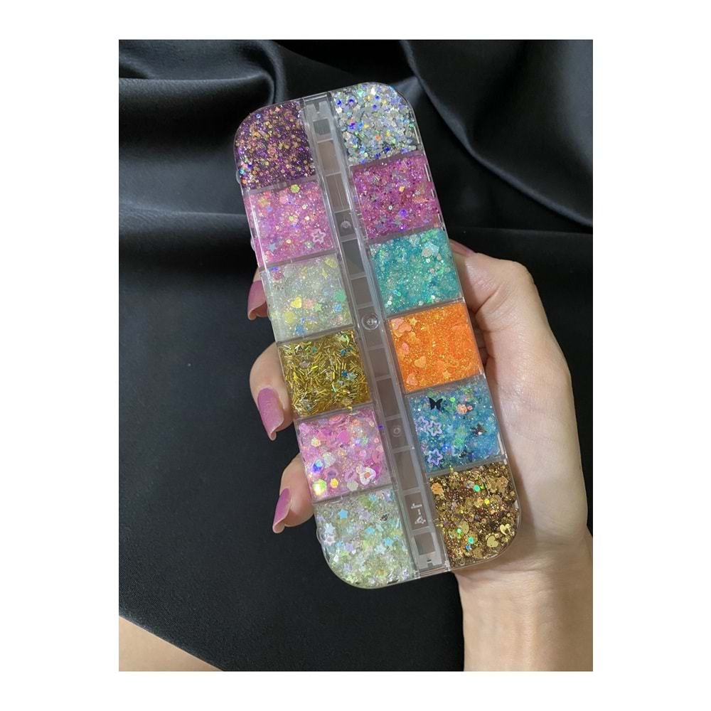 Glitter Jel Far Paleti 12’li yüz ve vücut simi