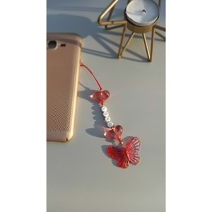 Kelebek Figürlü Kalp Detaylı Telefon Charmı Telefon Süsü (love)