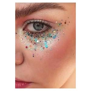 Jel Form Makyaj Simleri Glitter Işıltılı Yüz Makyajı Mavi