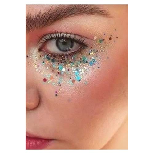 Jel Form Makyaj Simleri Glitter Işıltılı Yüz Makyajı Mavi