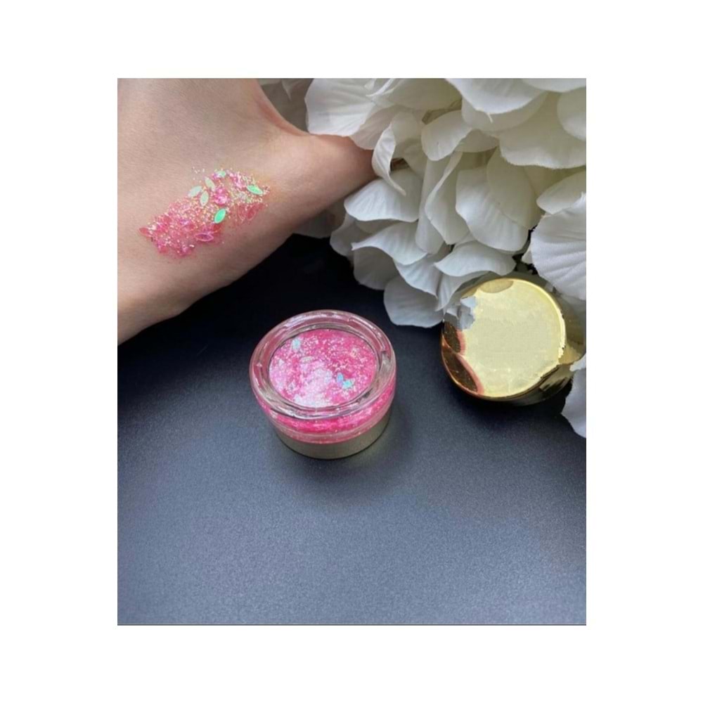 Jel Formlu Parlak Glitter Far Pink