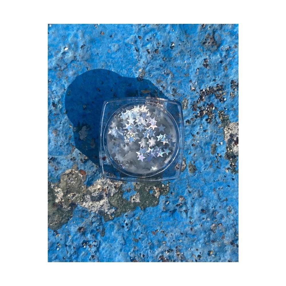 Mini Doğal Jel Glitter - Silver Stars 5ml