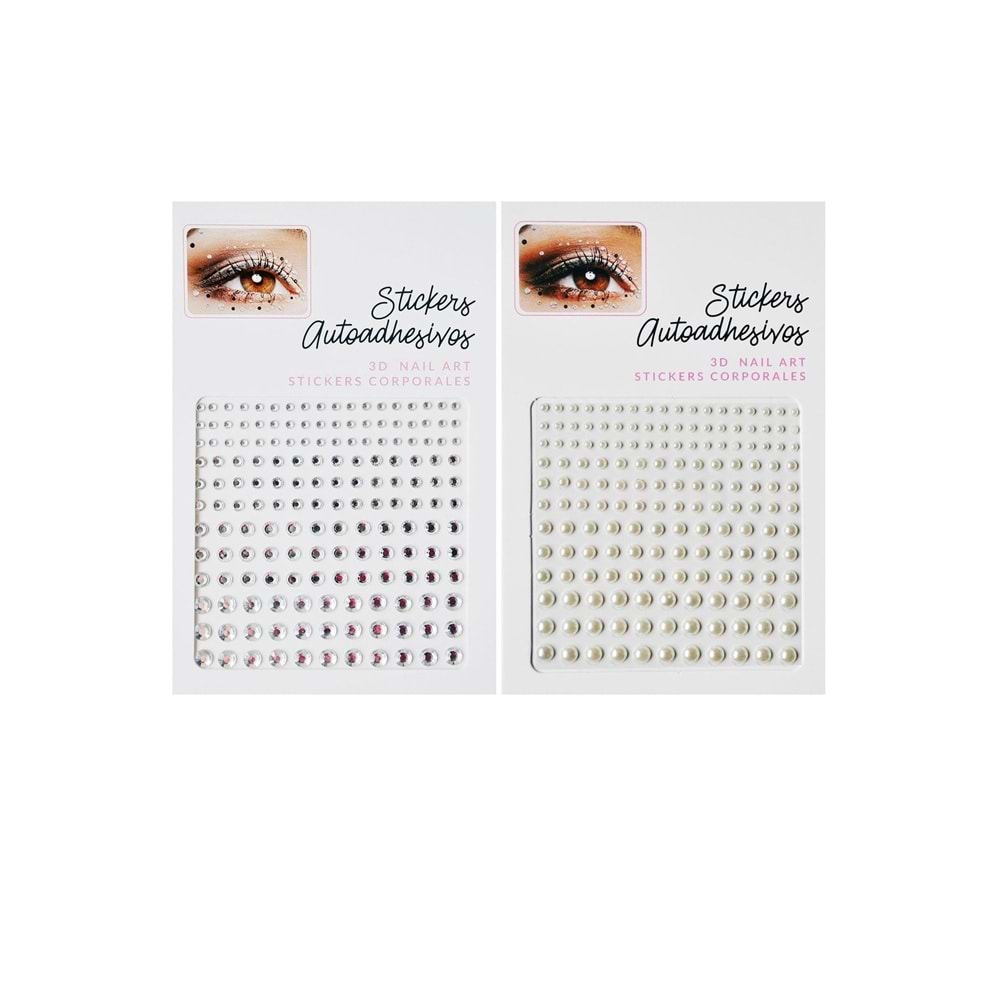 Vücut Ve Yüz Taşı Stickers Tırnak Makyaj Taşı Yapışkan Festival Taşı Kristal Yüz Taşları 2'li Set