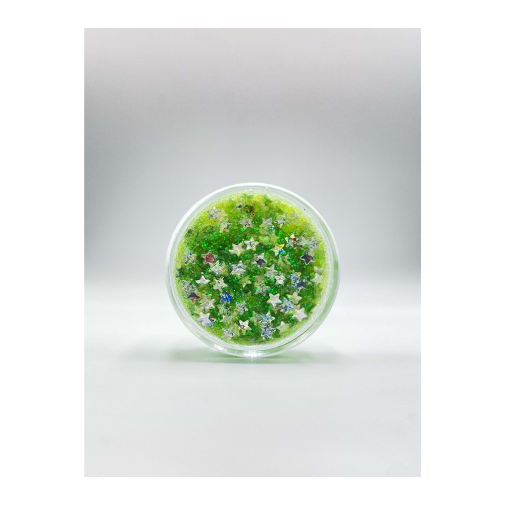 Jel Formlu Parlak Glitter - Light Green Star