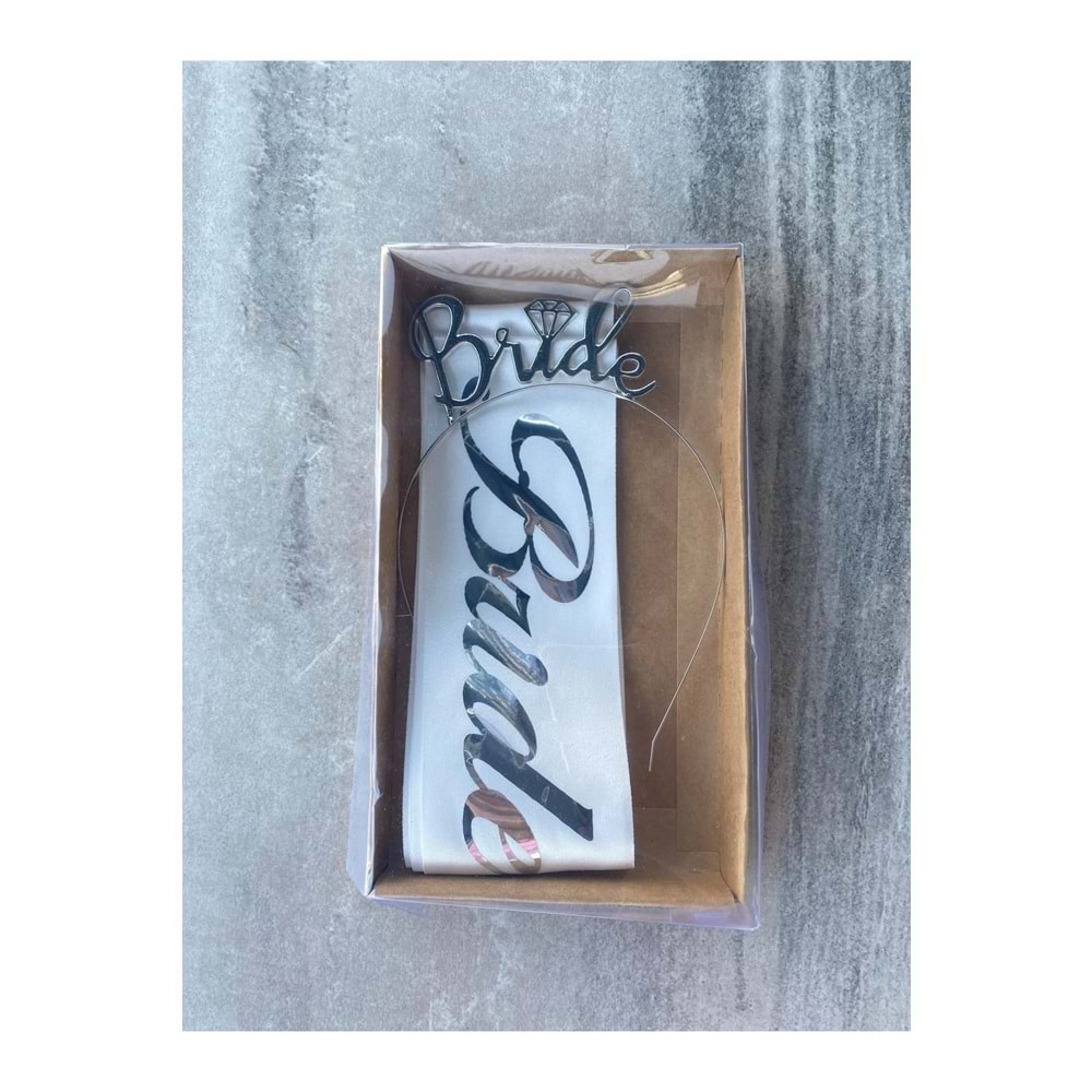Bride To Be Taç Kuşak Seti Beyaz Kaliteli Baskı