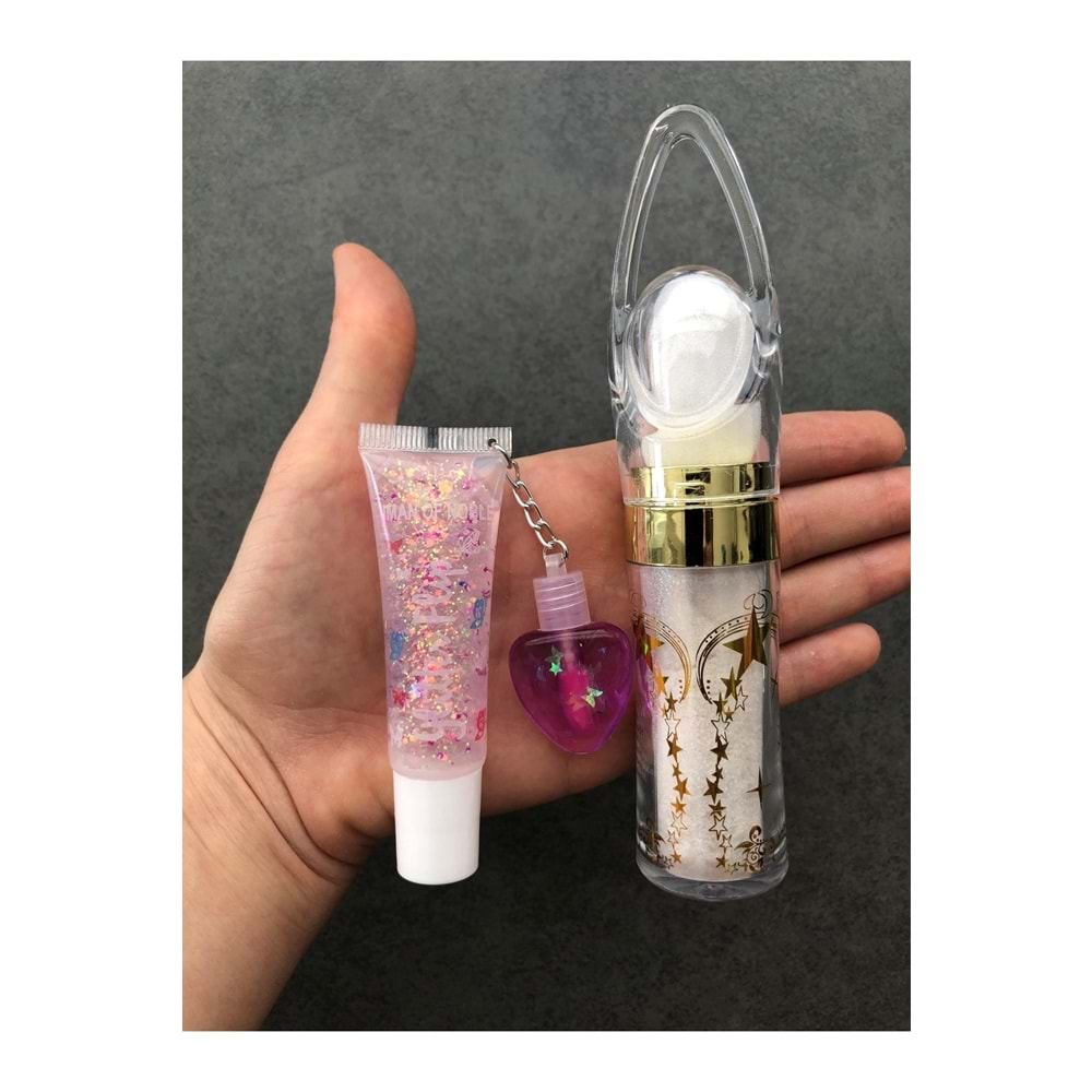 Kalpli Dudak Parlatıcısı Ve Vücut Simi Seti Lip Gloss Lip Balm Lip Oil Shiny
