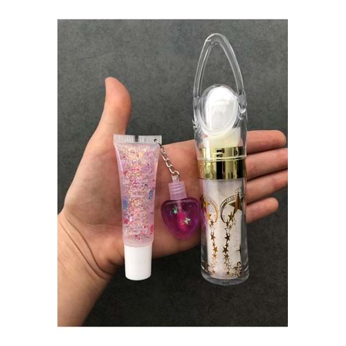 Kalpli Dudak Parlatıcısı Ve Vücut Simi Seti Lip Gloss Lip Balm Lip Oil Shiny