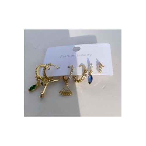 Jewelry Ithal Çoklu Zirkon Taşlı Çelik Küpe