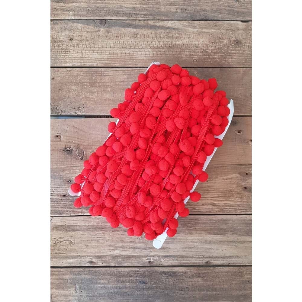 Kırmızı Ponpon Şerit / 5 Metre