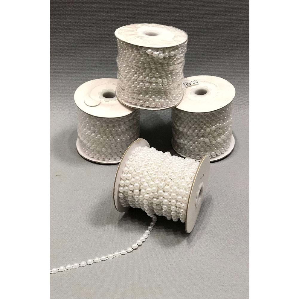 Beyaz Sıralı Kesik Inci 6 Mm 1 Metre – Boncuk
