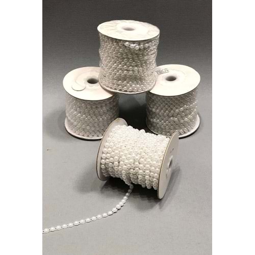 Beyaz Sıralı Kesik Inci 6 Mm 1 Metre – Boncuk