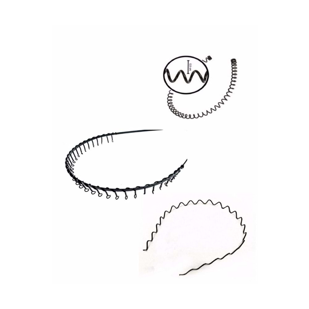 Sporcu Yaylı Taraklı Zigzag Tel Taç 3' Lü Set Unisex