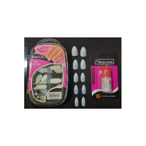 Arya 100'lü Tırnak + Yapıştırıcı Oval Kesim Törpülenebilir & Boyanabilir