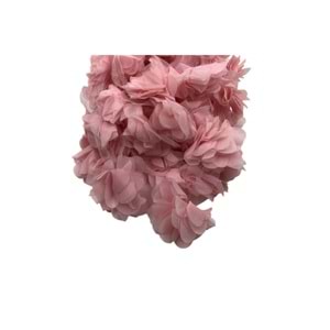 Lazer Kesim Organze Kumaş Gül Süsleme Malzemesi 9 Metre 120 Adet Kumaş Gül Şeker Pembe