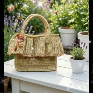 Lolita bohem⛱️  y2k coquette hasır çanta yazlık vintage çanta