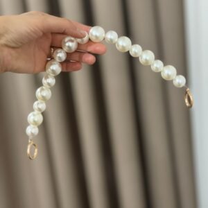 Çanta aksesuarı 40 cm incili çanta kulpu, çanta sapı, incili zincir