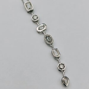 Silver Beyaz Taşlı Y Kolye (55cm)